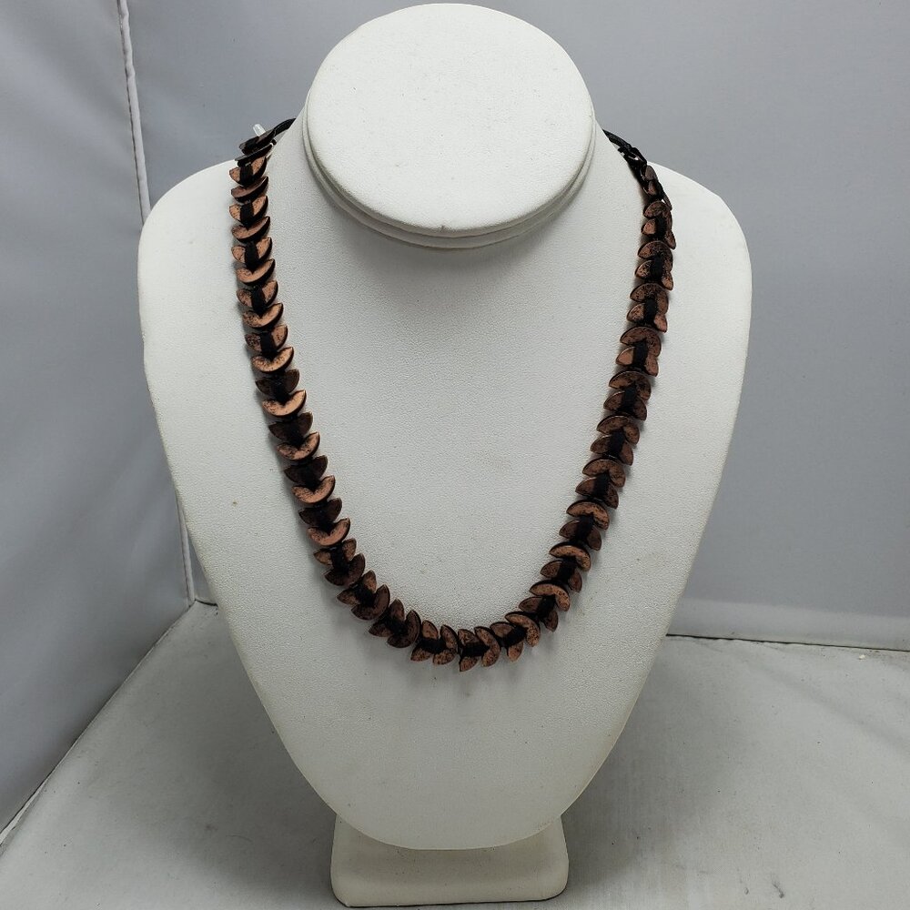 BKE bronze tone leaf shape necklace with black cord